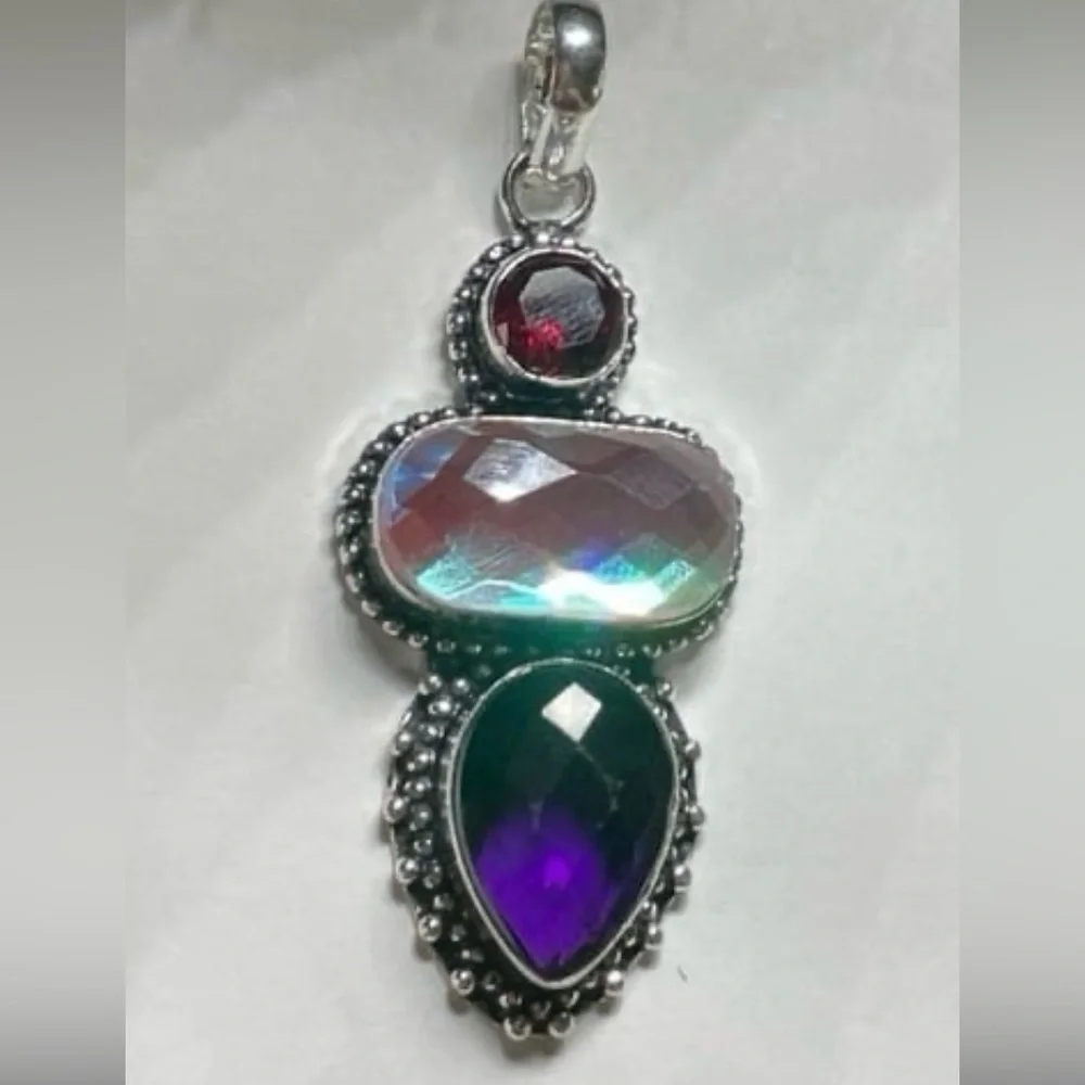 Mystic Fire Topaz/Amethyst Pendant